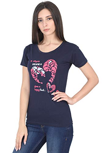 Image of FLEXIMAA Women's Cotton Printed Round Neck Half Sleeve T-Shirt