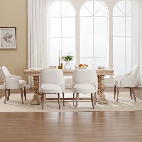 Kmax-Linen-Fabric-Dining-Chairs-Set-of-2-Upholstered-Side-Chairs-Farmhouse-Accent-Chairs-with-Open-Back-Wood-Legs-for-Dining-Room-Guest-Room-Restaurant-CreamWider-Seats Kmax Linen Fabric Dining Chairs Set of 2 Upholstered Side Chairs Farmhouse Accent Chairs with Open Back Wood Legs for Dining Room Guest Room Restaurant CreamWider Seats