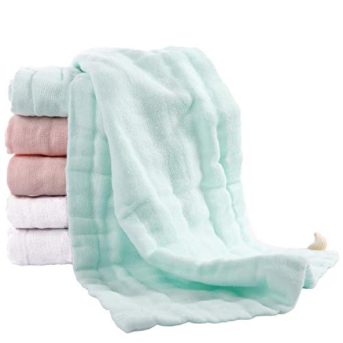 DSDAI Baby Burp Cloths Cotton Washcloths 6 Layer Organic Muslin Burping Towel Absorbent Burp Rags Infant and Soft Towels for Unisex Baby,10x20 Inches(6-Pack)