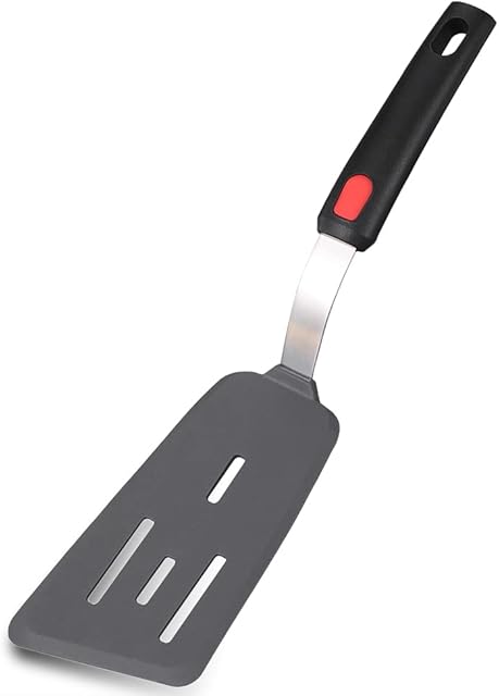 Tenta Tenta Kitchen Silicone Flexible Omelette Turner Slotted Angled Fish Turner Spatula Thin Egg Spatula -Heat-Resistant 600°F No-Melt Blade/Rubber Handle - Kitchen Spatula for Cooking or Baking