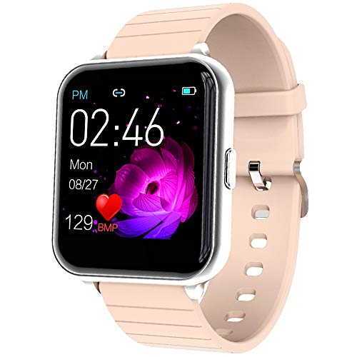jpantech Smartwatch Reloj Inteligente IP67 con Correa Reemplazable Pulsómetro, Monitor de Sueño, Presión Arterial, 1.3Inch Pantalla Táctil Reloj Inteligente para Mujer Hombre (Rosado)
