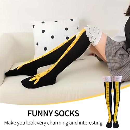1 Paar Hühner Socken,Chicken Leg Socks,Personalisierte Huhn Kostüm Damen Witzige Geschenk,Lustige Hühnerfüße Strümpfe Knee High Socks,Erwachsene Herren Funny Geschenke,für Kindersocken Hühnersocken