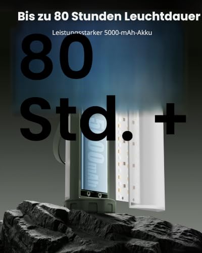 Glocusent Campinglampe Aufladbar, 5000mAh Camping Lampe 80 Std Dauer – Ansicht 5