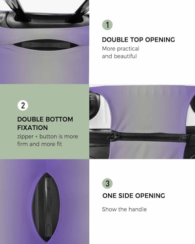 Modern Ombre Art Travel Luggage Cover, Purple Gray Anti-scratch Travel Suitcase Protector Covers, Washable Elastic Baggage Covers Fit 19-21 Inch Carry on Luggage2