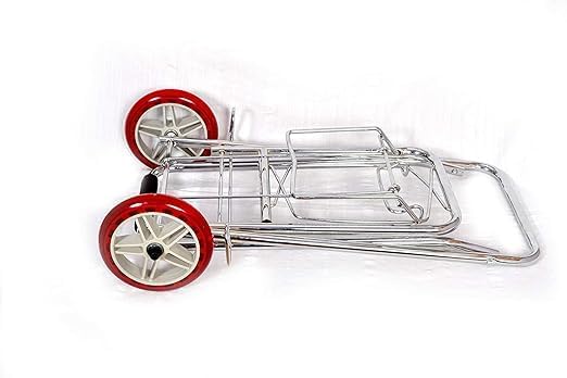 Alokrupswam Collapsible 2-Wheel Silver Luggage Cart Trolley | Heavy Duty Folding Travel Hand Truck | Portable Utility Cart for Home, Office, Shopping, Airport & Moving Bags-image-48