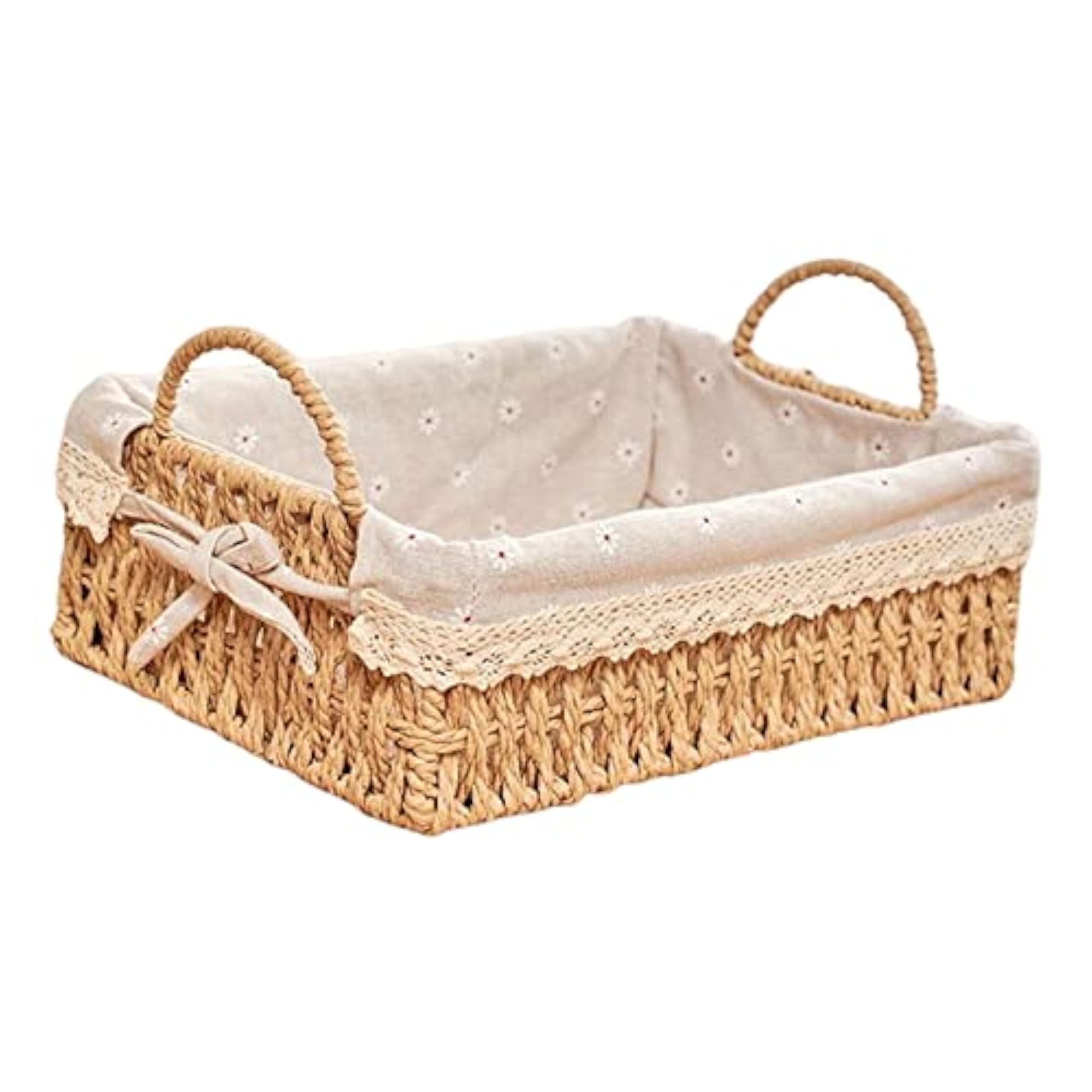 Woven Storage Baskets for Food Serving, Rectangle Design