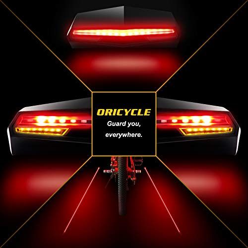 Oricycle Rechargeable Bike Tail Light Led - Remote Control, Turning Lights, Ground Lane Alert, Waterproof, Easy Installation For Cycling Safety Warning Light #TOP1