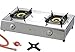 Produktbild NJ / Sonashi NGB-200 Edelstahl Gaskocher 2 flammig Propangas Campingkocher Turbo-Brenner + Gasherdkreuz inkl. Gasschlauch Druckminderer 50 mbar (2-flammig)