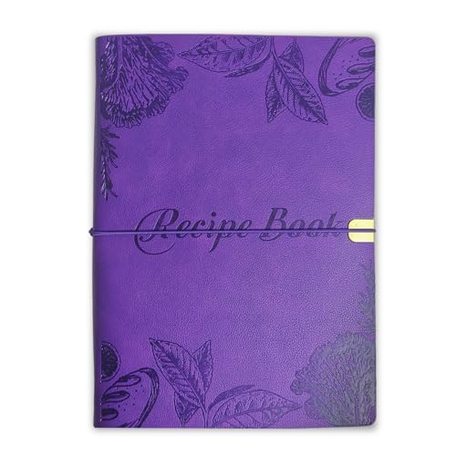 Image of Blank Recipe Book to Write in Your Own Recipes, Leather Cookbook