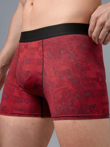 Image of TECHNOSPORT Men's Colorblock Trunks Underwear with ElastoLITE 4 Way Stretch Lightweight Breathable Moisture Wicking Soft Anti Odour Anti Microbial Comfort Fit Boxer Briefs Innerwear for Men
