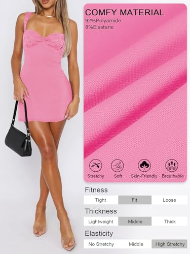 Image of Women's Summer Mini Dresses Sleeveless Sexy Square Neck Lace Splicing Cocktail Party Straps Bodycon Dress