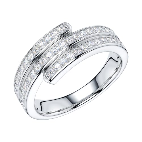 THELANDA Genuine Moissanite or Simulated Diamond Sterling Silver 7.5mm Wide Triplex Row Cluster Dress Promise Ring Unisex Wedding Ring2