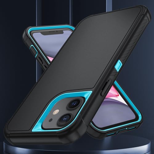 Image of SunStory Compatible with iPhone 11 Case with HD Screen Protector, 3-Layer Heavy Duty Full-Body Cover,3 in 1 Hybrid Protective Case for iPhone 11 6.1 inch,BlackSkyBlue