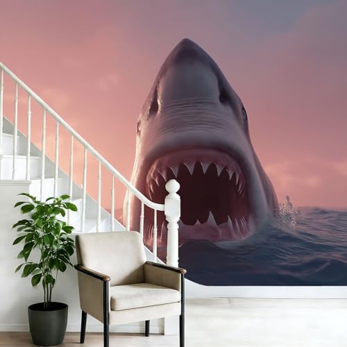 Papier peint requin blanc intisse lavable et durable - 5