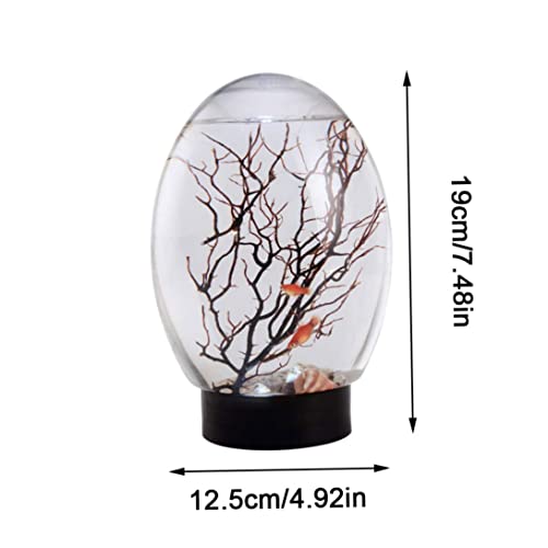 Ecosphere Fish Tank, Closed Aquatic Ecosystem Desktop Aquarium With Led Revolving Black Base #TOP6