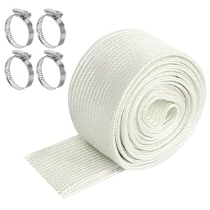 Abgasschlauch für Stromerzeuger, 25mm Hitzeschutzschlauch Standheizung, 300cm Isolierung Schlauch Stromerzeuger High Temp Fiberglass Sleeving mit 4 Clips für Heizungen Air Klimaanlage