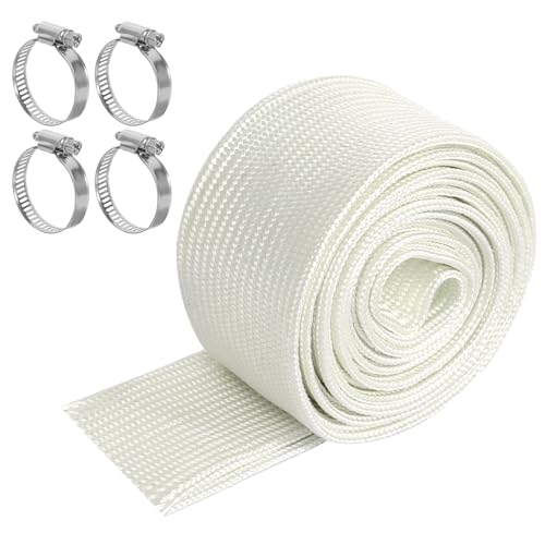 Abgasschlauch für Stromerzeuger, 25mm Hitzeschutzschlauch Standheizung, 300cm Isolierung Schlauch Stromerzeuger High Temp Fiberglass Sleeving mit 4...