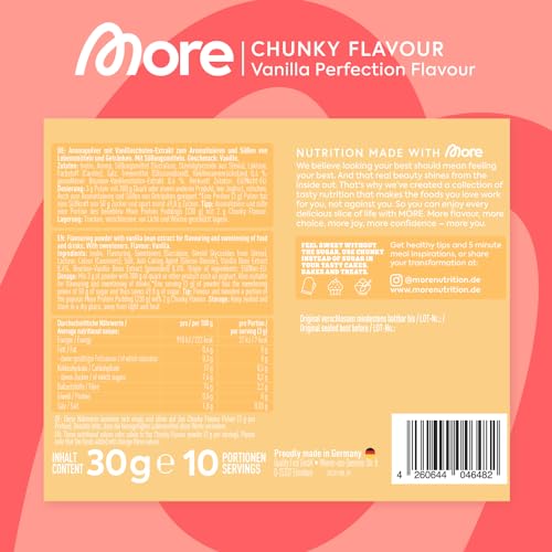 MORE Chunky Flavour Probenbundle, 6 x 30 g Sample, Geschmackspulver zum Süßen, ohne viel Zucker und Kalorien, mit Inulin und Laktase - made in Germany (Sorten können variieren)