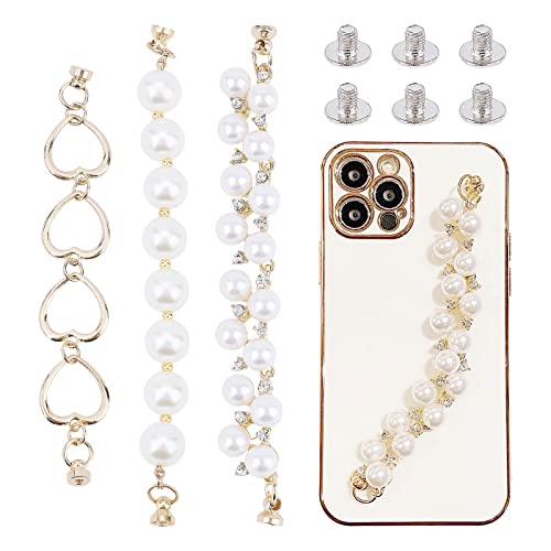 Bijou de téléphone WADORN chaîne à perles et dragonne esthétique pour coque mobile