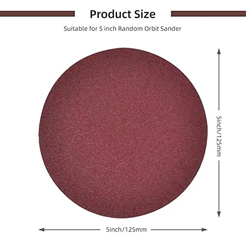 125 mm schuurpapier (40/80/120/240), 125 mm schuurschijven voor excentrische schuurmachine, 5 inch klittenband-schuurbladen voor houtmaterialen, spaanplaat, metaal (80 stuks, zonder gaten) - Afbeelding 3