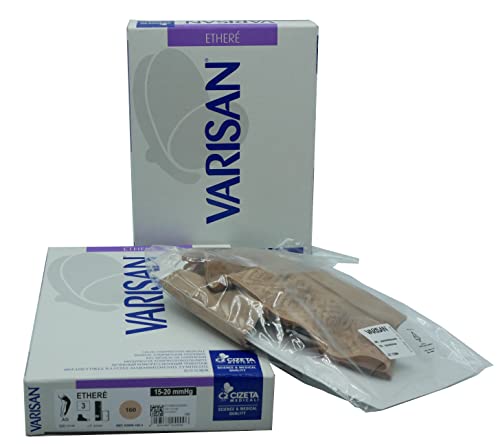 Cizeta Medicali VARISAN ETHERE1520 AGPA PO4N, Calze Medicali Etheré classe 2 Autoreggenti compressione graduata 15-20 mmHg, Lunghezza Normale, Punta Aperta, Colore Poudre, Taglia Quarta 4