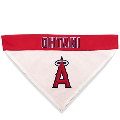Image of MLBPA Reversible Dog Bandana - SHOHEI OHTANI #17 Pet Bandana - MLB Los Angeles Angels Home & Away Bandanna, Small /Medium
