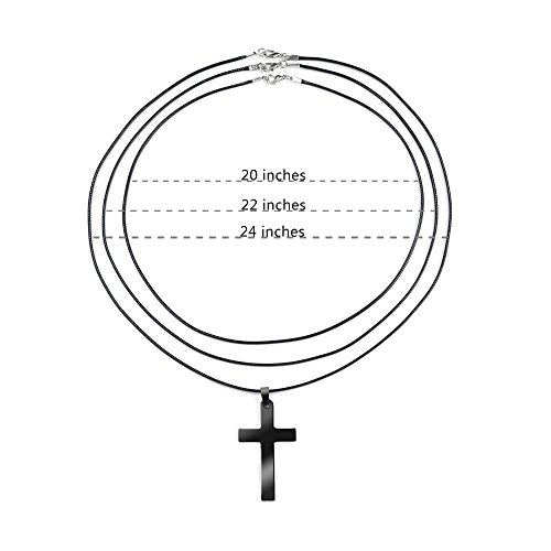 Yanxyad Cross Necklace For Men Leather Rope Chain Stainless Steel Black Pendant Necklace Gift For Women Boys Girls #TOP3