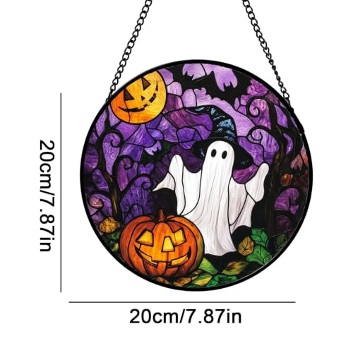 Atrapasol de Halloween de vidrio adorno de calabaza para puerta ventana pared y jardín 6