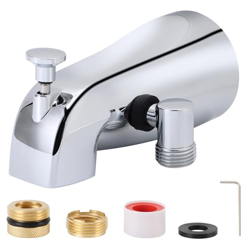 Gugxiom Caño de bañera, grifo de bañera con desviador, rosca interior IPS de 1/2 pulgadas, grifo de bañera, aleación de cobre y zinc, metal resistente, caño universal para bañera