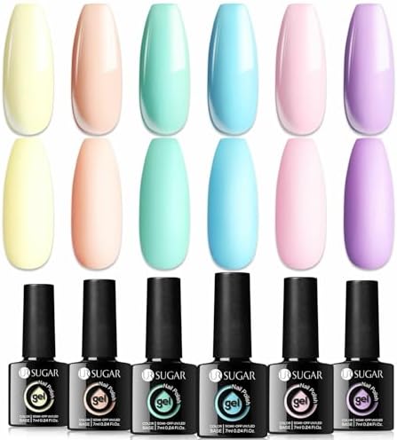 UR SUGAR Gray Pink Classic Gel Nail Polish Set, 6 Colours Beauty Autumn Gel Nail Polish Winter Nail Gel Polish Soak Off Gel Nail Varnish Kit DIY Manicure Christmas Gifts for Women