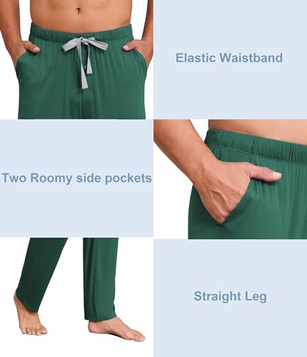 Image of CF Mens Pajama Pants Lightweight Bamboo Rayon Lounge Pants Soft Comfy Sleep Bottoms Long Pajama Pants with Pockets 2 Pack