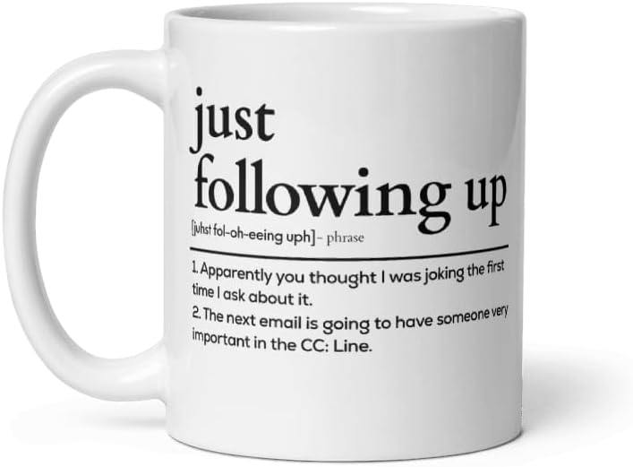 Miniatura 2 de Divertida taza de café de seguimiento de 11 onzas para humor pasivo y agresivo de oficina, taza sarcástica sutil para correos electrónicos de
