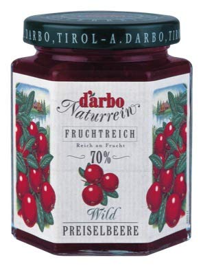 Darbo Fruchtreich Wildpreiselbeer-Konfitüre (70 % Frucht), 200 Gramm