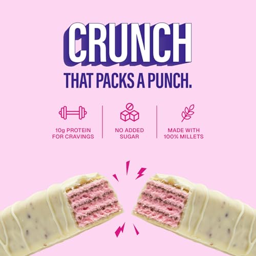 Image of Phab Protein Wafer Bar Strawberry Flavour - No Maida Only Millets (Bajra) | 10g Protein With No Added Sugar, No Preservatives, No Trans Fat | Gluten-Free Healthy Snack | Desk-to-Gym Snack