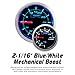 Prosport Performance 52mm Mechanical Boost Gauge | PSI Turbo Pressure Meter with Blue/White LED Backlight | 2 1/16