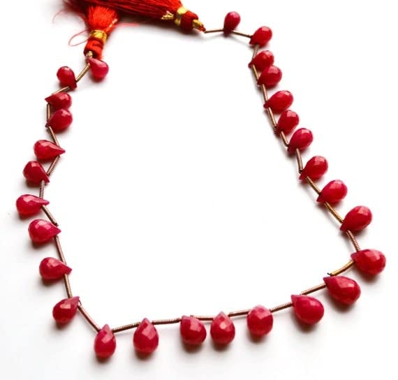 Rubis briolettes drops shape 7-8 mm fil pierre naturelle pour bijoux diy