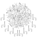 ORIJOYNA 200 PCS Cable Clips 10mm Nylon Fastener Cable Staples with Steel Nail Round White Wire...