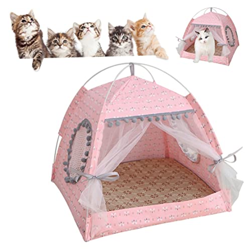 Cat Princess Indoor Tent House Pet Dog Cute Floral Cave Nest Bed Portable Dog Tents Dog House Cave Pink M|Pet Tent #TOP4