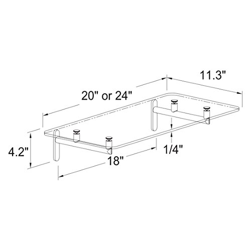 Ginger 0240-24/Sn Sine 20" Tempered Glass Hotel Shelf Rack, Satin Nickel #TOP1