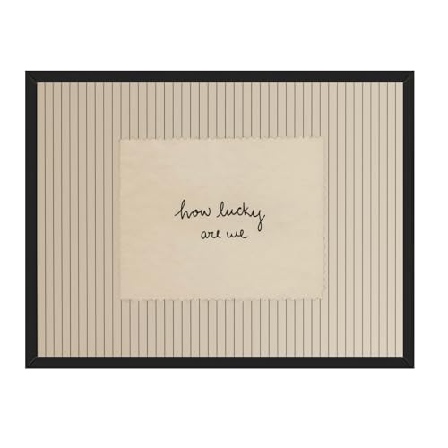 How Lucky Are We Hand Written Wall Art Inspirational Quote Canvas Prints Western Room Poster Minimalist Typography Artwork Neutral Aesthetic Wall Decor for Bedroom Living Room 20x30inch Black Frame