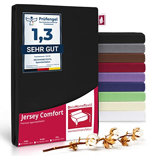 Spannbetttuch Spannbettlaken Premium Jersey Blickdicht aus 100%...