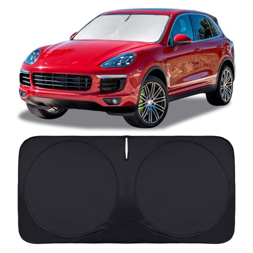 Custom Fit Cayenne Windshield Sunshade for 2019-2023 2024 2025 Upgrade Porsche Cayenne Front Window Sun Shades Shield Cover for Windshield Foldable 210T Sun Visor Protector Blocks UV Ray Accessories