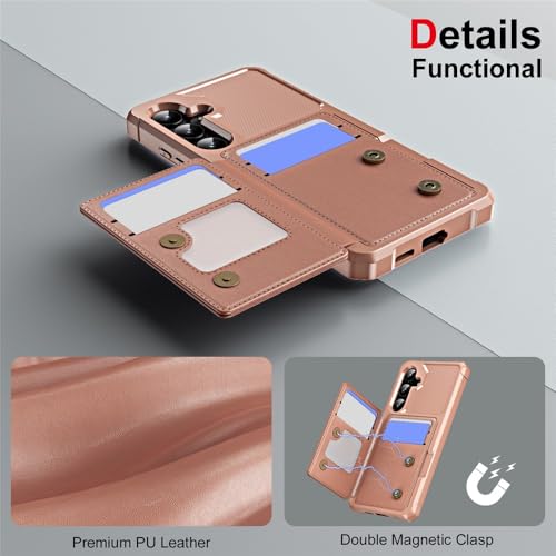 Étui Galaxy S22 Plus violet en cuir et silicone avec porte-carte arrière rigide - 7
