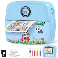 CNAPXAIA Sofortbildkamera Kinder, 2,4\ Kinderkamera mit Sofortdruck, 32GB Karte & 3 Rollen Druckpapier, Fotokamera Geburtstagsgeschenk für Jungen Mädchen ab 3-12 Jahren (Blau)