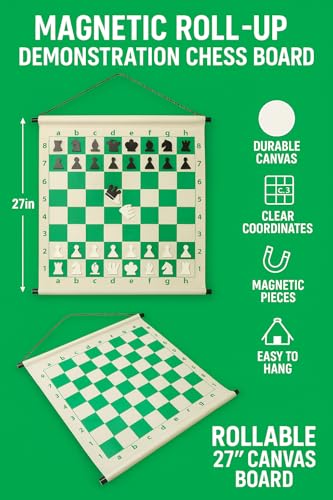 Tablero de ajedrez magnético enrollable de 27" con piezas miniatura 5