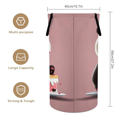 Panier à linge panda imperméable avec poignées pour vêtements