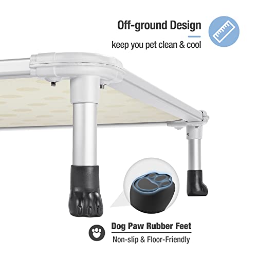 Veehoo Chew Proof Elevated Dog Bed, Cooling Raised Pet Cot - Silver Aluminum Frame And Durable Mesh Mat, No-Slip Feet For Indoor Or Outdoor Use, Personalized Dog Bed With Polka Dot Pattern, X Large #TOP3