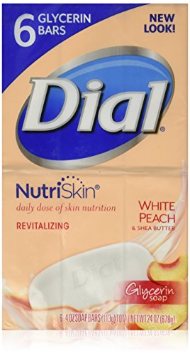 Dial NutriSkin White Peach and Shea Butter Glycerin Bar Soap 4 oz(6 Bars)
