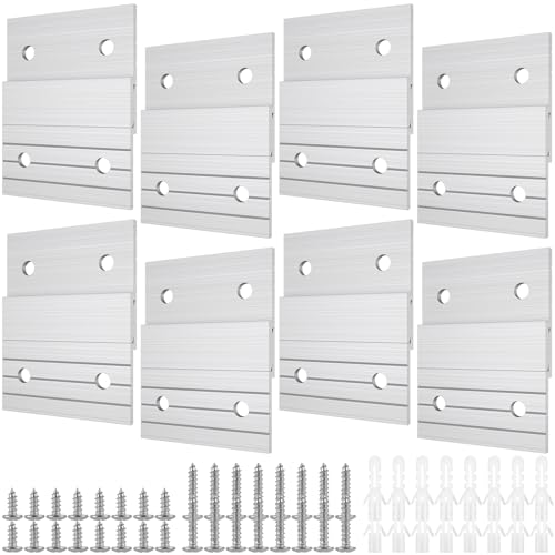 Image of 8Pcs 4'' French Cleat Picture Hanger, Heavy Duty Aluminum Z-Clamps, Reusable Picture Hanging Kit, Wall Mounting Bracket for Hanging Panel, Whiteboard, Cabinet, Shelf, Headboard, Art