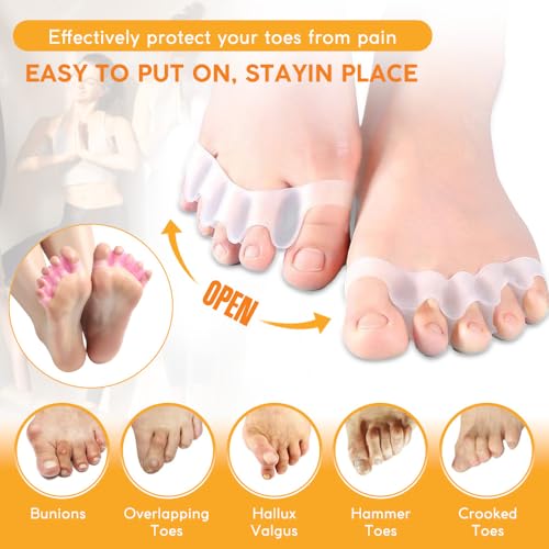 toe separator -silicone big toe corrector - relieves foot pain hammer toe bunions and curled toe -1 pair of blue adjustable toe separator for both men and womenblue 2pcs